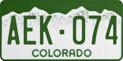 CO license plate AEK074
