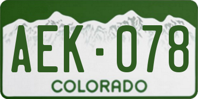 CO license plate AEK078