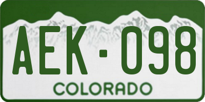 CO license plate AEK098