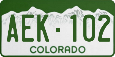 CO license plate AEK102
