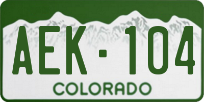 CO license plate AEK104