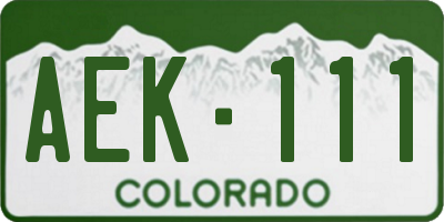 CO license plate AEK111