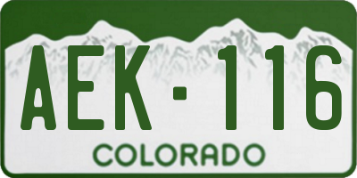 CO license plate AEK116