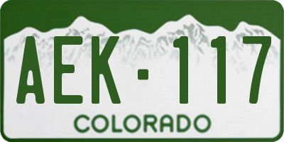 CO license plate AEK117