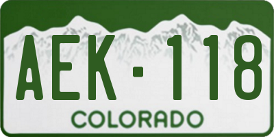 CO license plate AEK118