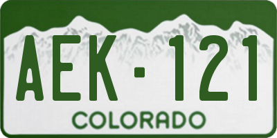CO license plate AEK121