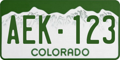 CO license plate AEK123