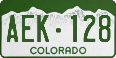 CO license plate AEK128