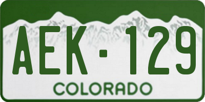 CO license plate AEK129