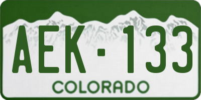 CO license plate AEK133