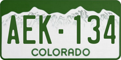 CO license plate AEK134