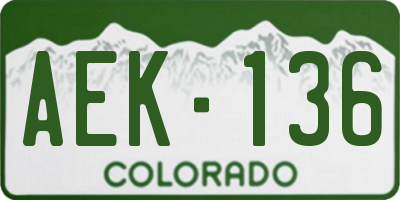 CO license plate AEK136