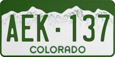 CO license plate AEK137