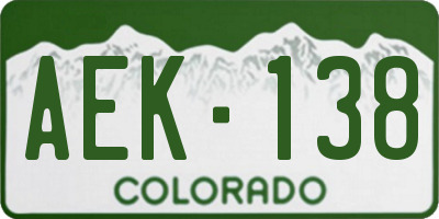 CO license plate AEK138