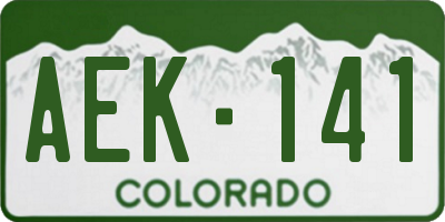 CO license plate AEK141