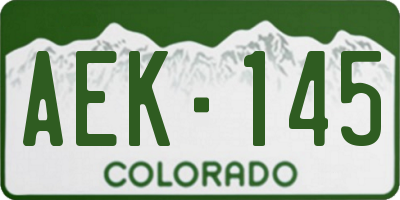 CO license plate AEK145