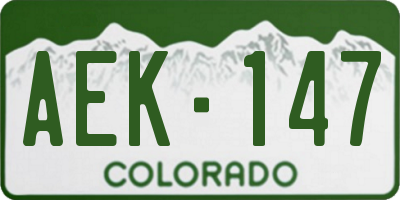 CO license plate AEK147