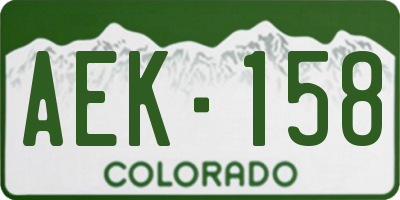 CO license plate AEK158