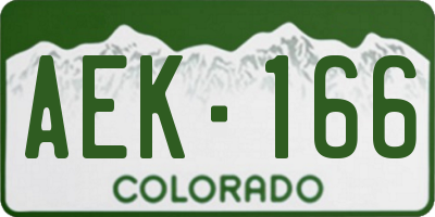 CO license plate AEK166