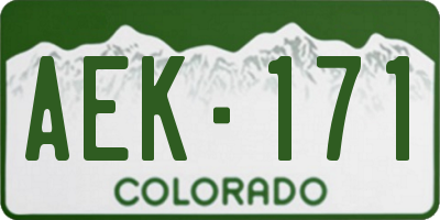 CO license plate AEK171