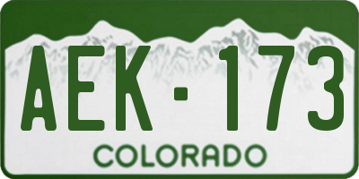 CO license plate AEK173