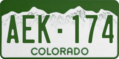CO license plate AEK174