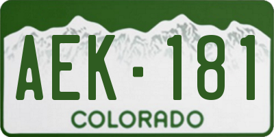 CO license plate AEK181