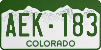CO license plate AEK183