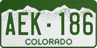 CO license plate AEK186