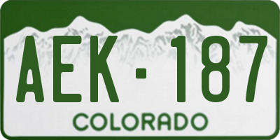 CO license plate AEK187