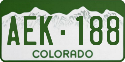 CO license plate AEK188