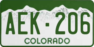CO license plate AEK206