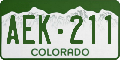 CO license plate AEK211