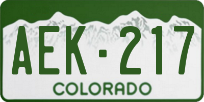 CO license plate AEK217