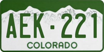 CO license plate AEK221