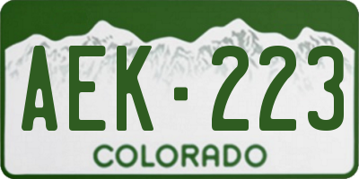CO license plate AEK223