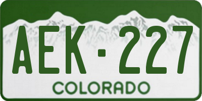 CO license plate AEK227