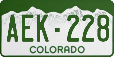 CO license plate AEK228