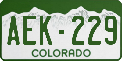CO license plate AEK229