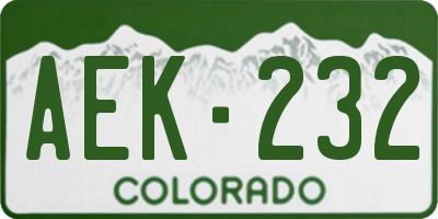 CO license plate AEK232
