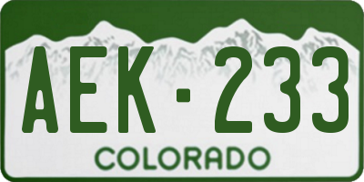 CO license plate AEK233