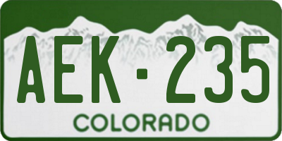 CO license plate AEK235