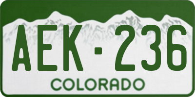 CO license plate AEK236