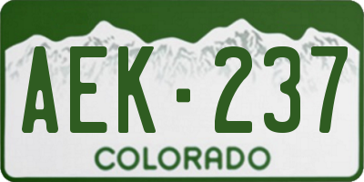 CO license plate AEK237