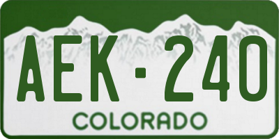 CO license plate AEK240