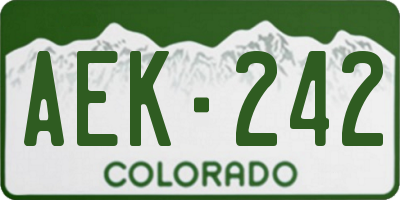CO license plate AEK242