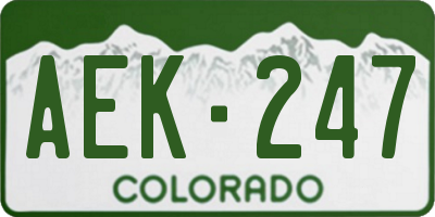CO license plate AEK247