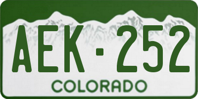 CO license plate AEK252