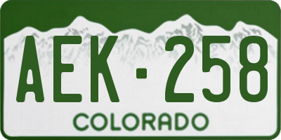 CO license plate AEK258