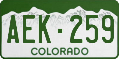 CO license plate AEK259